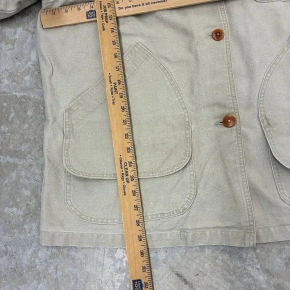 LL Bean Mens Field Jacket Mens Large Beige Collar Barn Chore Unlined - Picture 7 of 14